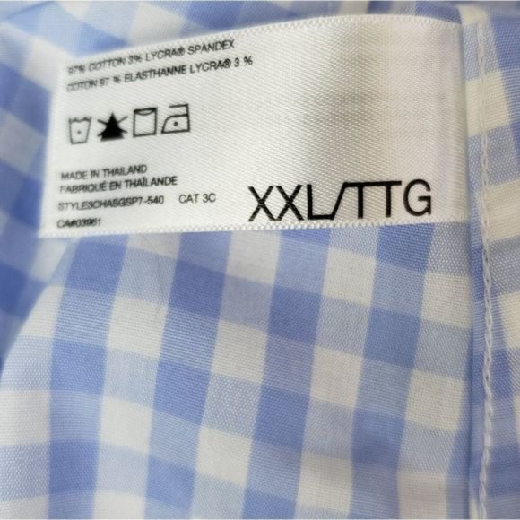 Alfred Sung Blue Checkered Button Up XXL - Picture 6 of 10